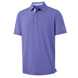 M MAELREG Men's Golf Shirts Dry Fit Short Sleeve Moisture Wicking Solid Performance Collared Polo Shirts for Men Bluish Violet