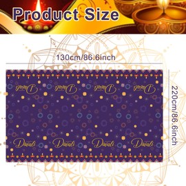 iwiio Diwali Table Cloth Diwali Decorations Disposable Tablecloth Festival of Lights Plastic Table Cover for Rectangle Tables, Indian Diwali Lights Party Decor Supplies, 51 * 87 Inch