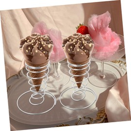 4pcs Cone Ice Cream Exhibition Ice Cream Cone Rack Tray Decor For Appetizer Charcuterie Cone Ice Cream Cone Holders Mini Paper Cups Drip Sushi Stainless Steel Fries