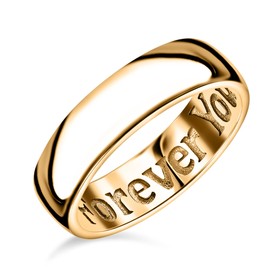 TJC Band Ring for Women in 14ct Yellow Gold Plated 925 Sterling Silver Size J with High Gloss Wedding Proposal Anniversary Jewellery Metal Wt. 3.5 Grams