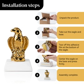 Hawk Trophy, Bald Eagle Trophy Statue Decor Gold Hawk Sculpture Ceramic Figurine Home Decor - Statue Gifts (White Base Trophy)