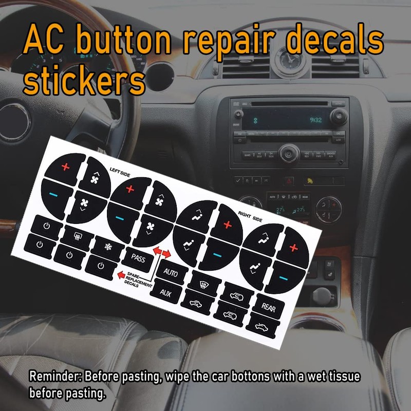 AC Dash Button Repair Kit, Replacement AC Dash Button Sticker