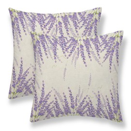 Sunshineyan Spring Lavender Pillow Cover 20x20 Set of 2, Farmhouse Purple Lavender Floral Throw Pillow Covers Watercolor Flower Linen Cushion Cases for Home Sofa Outdoor Decor