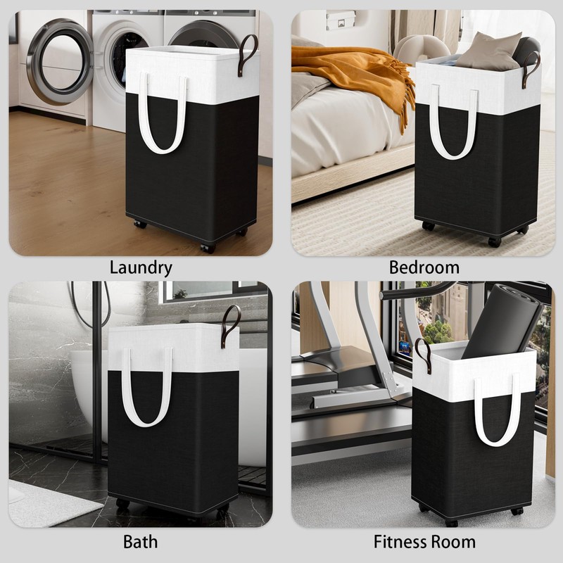HomeHacks 75L Rolling Laundry Basket with Wheels, Collapsible & Waterproof