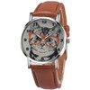 Unisex Scholar Cat Pattern Leather Band Analog Quartz Dial Wrist