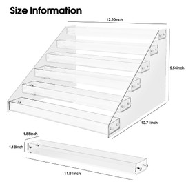 HUITAI Acrylic Display Shelf,Risers Display Stands,Perfume Organizer,Cupcake Stand,Tiered Display Stand,Sticker Display,Card Stands For Display,Card Display Stand,Figure Display，Spice Rack(6 Tier)