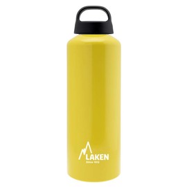 Laken Classic Aluminium Water Bottle, Wide Opening, Screw Lid with Loop, BPA-Free Aluminium Drinking Bottle, 750 ml, Yellow