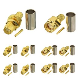 Superbat SMA Crimp Connectors Kit SMA Male + SMA Female Crimp Solder Connector Kit for RG58 RG142 RG400 RG303 RG141 LMR195 Low Loss Coax Cable 10-Pack