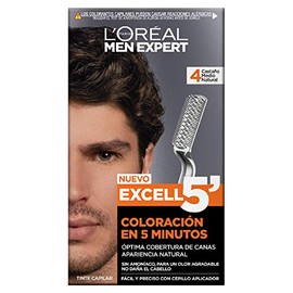 L'Oréal Paris Men Expert, Excell 5 Tinte Capilar Permanente Sin Amoníaco, 4 Castano Negro Natural, 133 g