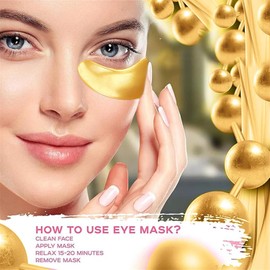 30 pares de mascarillas de gel de oro de 24 quilates para ojos hinchados, reduce las ojeras, hidrata y antienvejecimiento, máscaras de gel de cristal para hidratar (30 pares dorados)