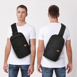 Sling Bag for Men Women Lightweight Waterproof Crossbody Bag Multipurpose Anti-theft Travel Hiking Chest Bag Sling Backpack for Cycling Outdoor Sport, Black