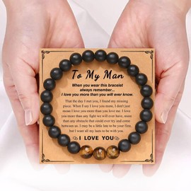 Gift for Men Infinity Bracelet for Men Dad Husband Boyfriend Son Grandson Brother Nephew Uncle Brown Braided Leather Forever Linked Together Stainless Steel Engraved with Love You Forever Jewelry (To My Man)