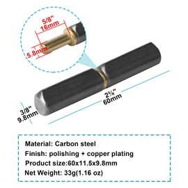 OTTFF 20 Pack 2-3/8" x 3/8" Weld On Bullet Hinges, Steel Weldable Barrel Gate Hinges