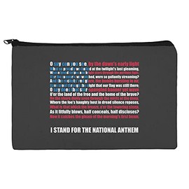 I Stand USA National Anthem Star-Spangled Banner American Flag Patriotic Pencil Pen Organizer Zipper Pouch Case