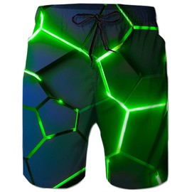 ALISISTER Men's Swimming Trunks Summer Swimming Shorts 3D Print Quick Drying Hawaii Surf Swimming Trunks Sports Shorts, C-geometry, l