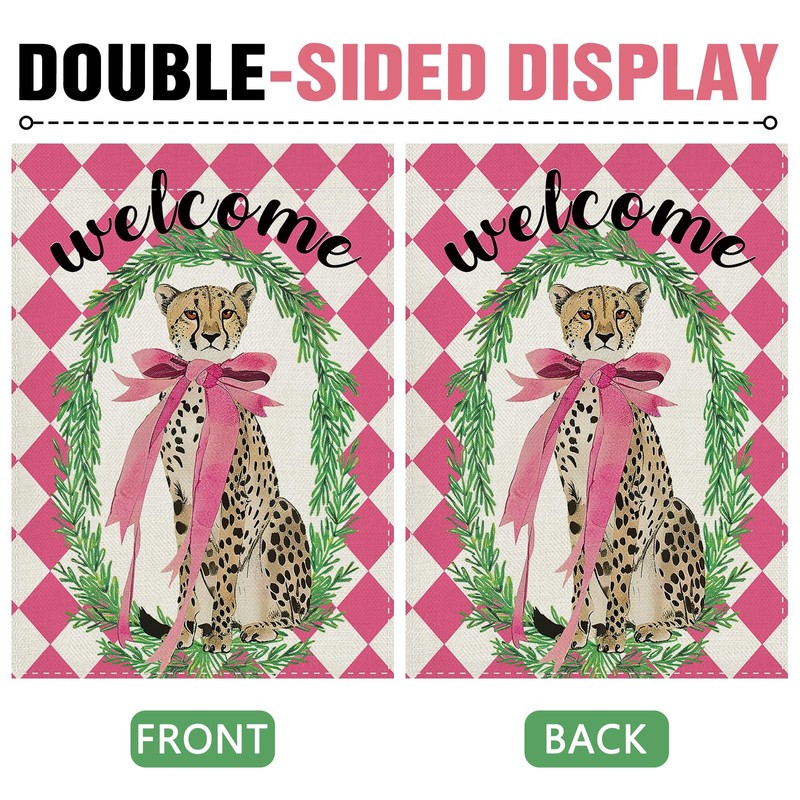 Dyrenson Leopard Welcome Decorative Garden Flag, Jungle Safari Animals