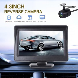 LEDON 4.3" HD Monitor Reverse Camera Rear View Backup Parking Cam Kit Night Vision