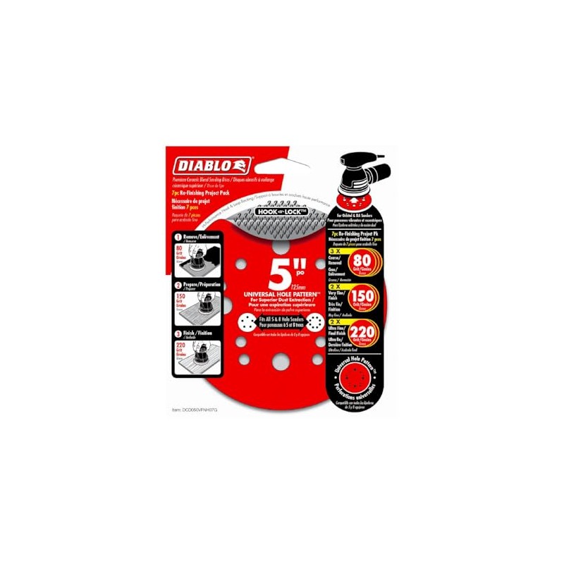 Diablo Hook and Lock ROS Sanding Discs for Wood, Metal