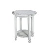 Rustic Cottage Round End Table with 1 Shelf, White Antique