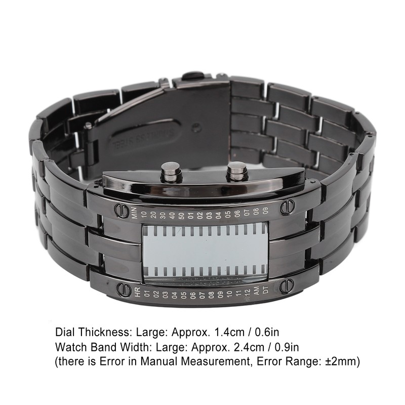 LED Watch Unique Binary Time Mode Display Convex Arc Structure