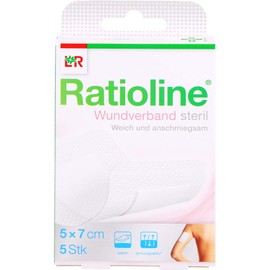 RATIOLINE Wound Dressing 7 x 5 cm Sterile Pack of 5