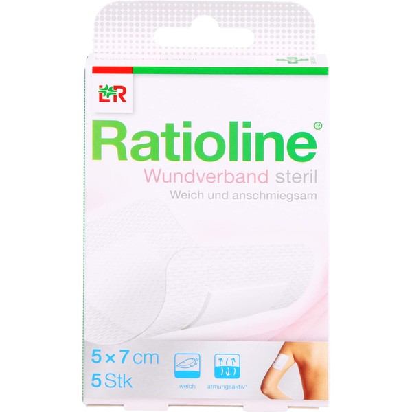RATIOLINE Wound Dressing 7 x 5 cm Sterile Pack of 5