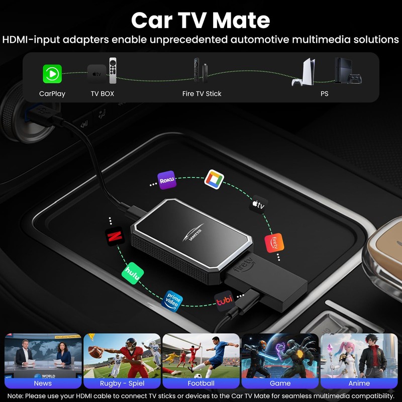 LAMTTO Car TV Mate Pro and Wireless CarPlay Adapter –