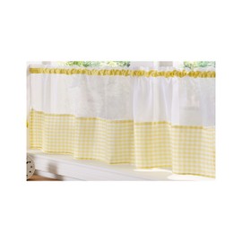 Alan Symonds Gingham Slot Top Voile Cafe Curtain Panel (59" x 18", Yellow)