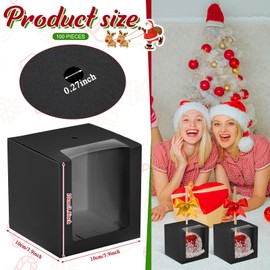100 Pcs Candy Apple Boxes with Hole Caramel Apple Boxes 4 x 4 x 4 Inch Apple Gift Box Cookies Chocolate Apple Container with Clear Window for Harvest Autumn Party Wedding Baby Shower (Black)