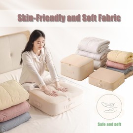 Space Saving Self Compression Organizer, 2025 New Ultra Space Saving Self Compression Organizer, Heavy Duty Moving Bags, Storage Tote for Space Saving (Beige, Large)