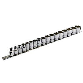 Toolzone 17Pc 3/8" Shallow Chrome Vanadium Sockets On Rail