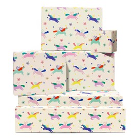 CENTRAL 23 Unicorn Wrapping Paper Birthday Girl - 6 Sheets Of Gift Wrap For Children Toddler Women - Weird Unicorn - Star - Flower - Girls Birthday Wrapping Paper - Recyclable