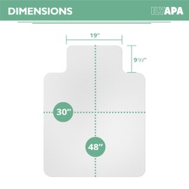 Ilyapa Office Chair Mat with Lip for Hard Floors 30" x 48" Heavy Duty Clear, PVC Chair Mat for Hardwood and Tile Floors, Protective Floor Mat for Home or Office