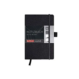 Herlitz 10789444 Geschäftsbuch, Lederoptik, schwarz, liniert, A6, 96 Blatt,Inhaltspapier 80g/m² Notizbuch Classic Collection