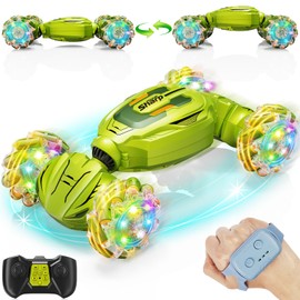 Gesture Sensing RC Stunt Car, Remote Control Car Christmas Birthday Gifts for Kids Age 6-12, 2.4Ghz Hand Controlled Twist Cars, 360° Rotating Off Road Car Toy for Boys Girls Age 6 7 8 9 10 11+(Green)
