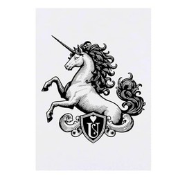 'Unicorn Emblem' Temporary Tattoo - Water Resistant, Skin-Safe, Non-Toxic Transfer (TO00083431)