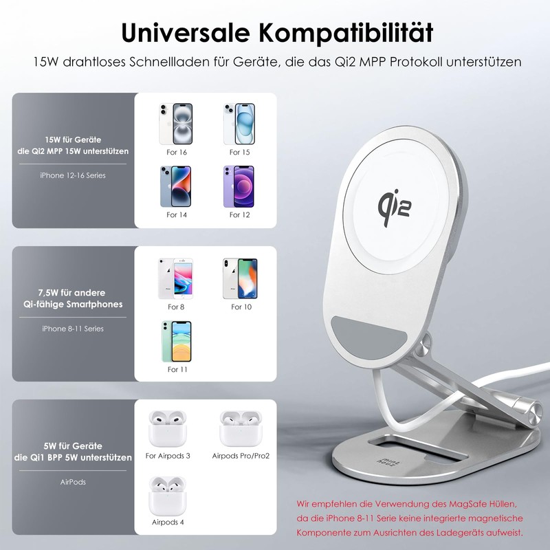 Minthouz Qi2 Magnetic Wireless Charger with Folding Rack