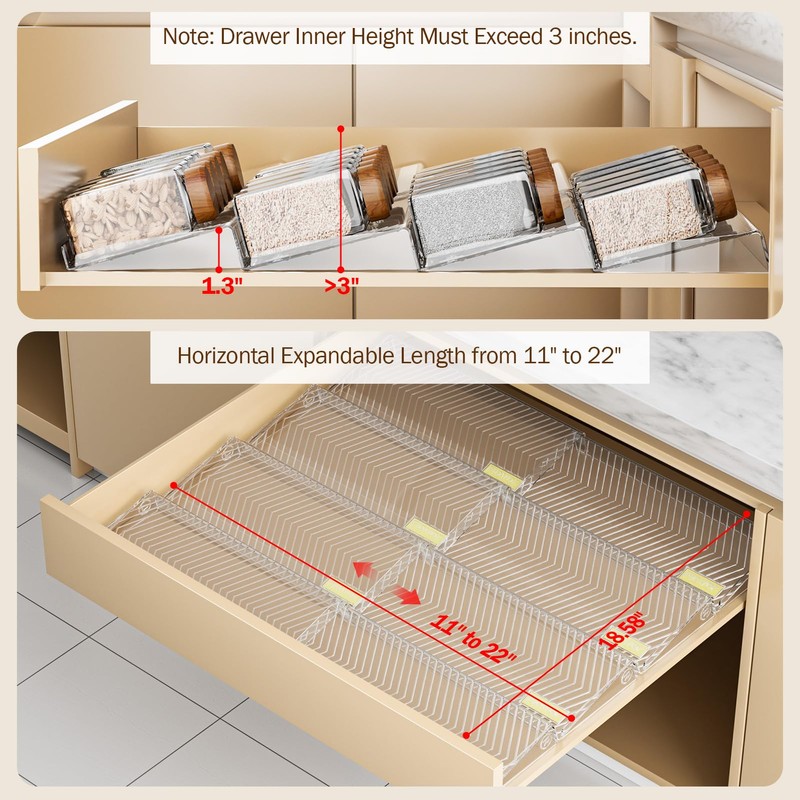 PanPanPal Spice Drawer Organizer, 8 Pack Clear Seasoning Organizer Rack,
