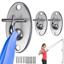 3Pcs Resistance Band Wall Anchor Stainless Steel Workout Band Anchor 1000 lbs Capacity Wall Hooks for Exercise Band Hooks Workout Wall Mount Anchor Bracket for Suspension Training Exercise Band Hook