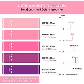 Bandas De Resistencia Elásticas con 5 Niveles Ejercicios Cintas Elasticas Fitness de Látex Natural, Bandas Elasticas Musculacion para para Yoga, Pilates, Crossfit, Estiramientos