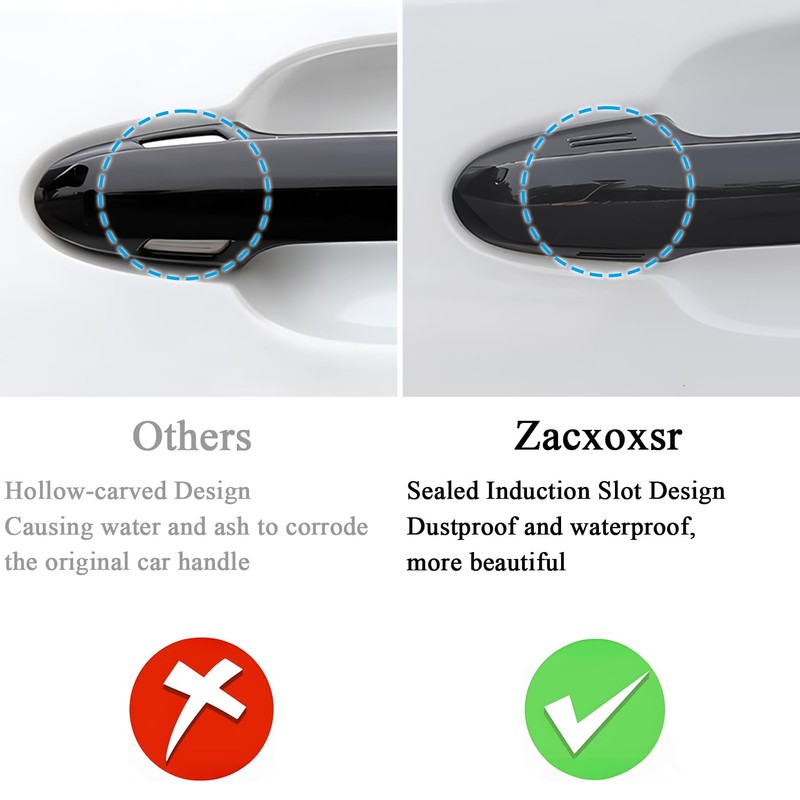 Zacxoxsr Upgraded No Adhesive Snap-on Car Door Handle Cover Protector