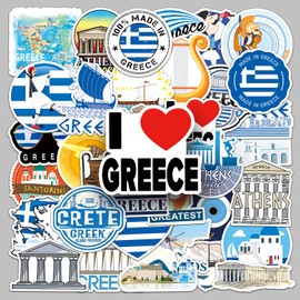 Greece Travel Stickers, Pack of 50, Greek Symbols Stickers