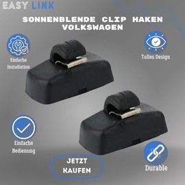 Easy Link 2x Sonnenblende Halter Halterung Clip Schwarz Kompatibel mit VW Transporter T5 Amarok Passat Caddy Golf Bora Polo Sharan Touran Skoda Octavia Superb Seat Ibiza Leon Toledo 3B0857561B
