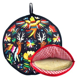 ZKOO 12" Tortilla Warmer Pouch, Insulated Tortillas Pouch for Tortillas, Tacos, Naan, Pizza Rolls, Microwavable Fabric Bag, Tortilla Warmer Keeps Food Warm for Up to 1 Hour (Black)