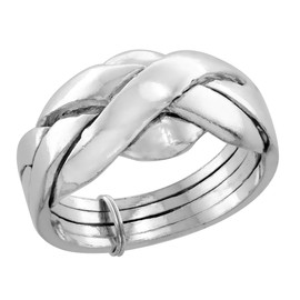 Sterling Silver 4-Piece Puzzle Ring for Men and Women 10mm wide size 6