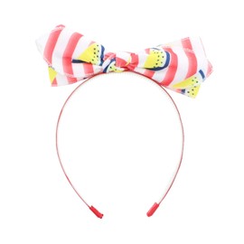 6 Inch Printed Stand Up Bow Hair Band Headband - Lemon