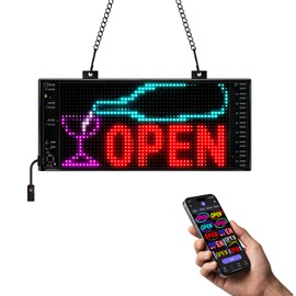 Programmable LED Open Sign,Support for Multiple Open Dynamic and Static Effects,Bluetooth APP Control, for Business Window Glass Cafes Bar