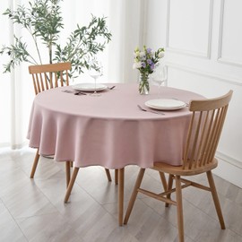 maxmill Round Textured Tablecloth Spill-Proof Wrinkle Free Soft Jacquard Table Cloth for Circular Table Cover, for Dining Room Buffet Banquet Parties Holiday Dinner, 70 Inch Dusty Pink