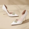 White Pearl Rhinestone Crystal Flower Shoe Clips Pair for Women