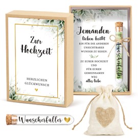 BOFUNX Hochzeitsgeschenke für Brautpaar Geldgeschenk Hochzeit Geld Geschenk Box Inklusive Hochzeitskarte Geschenkbox Kunststoff Reagenzglas Jutesäckchen zur Hochzeit Verlobung Hochzeitstag